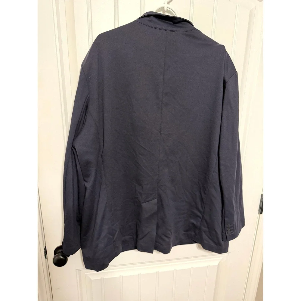 Lands' End Blazer Mens 2XL Navy Blue Knit Sport Coat 2-Button Patch Pockets